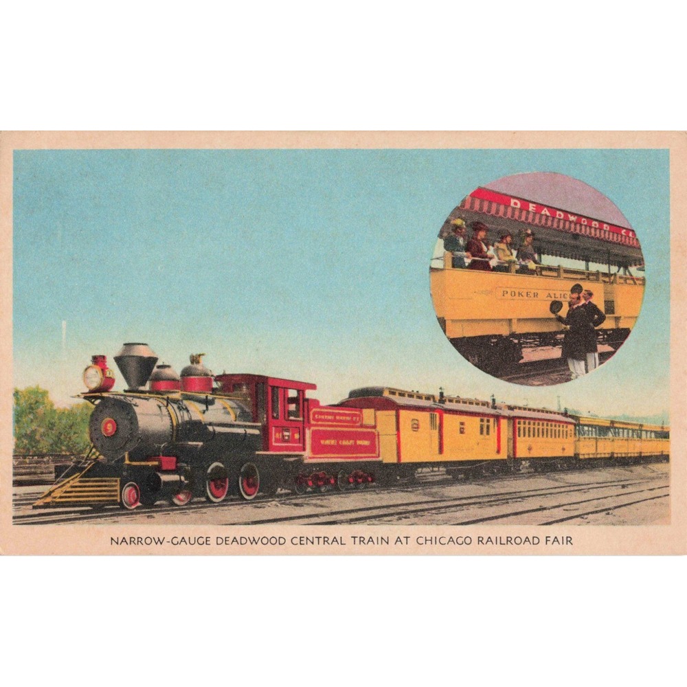 Vintage Deadwood Central Train Chicago Railroad Fair Burlington Route Postcard - Picture 1 of 2
